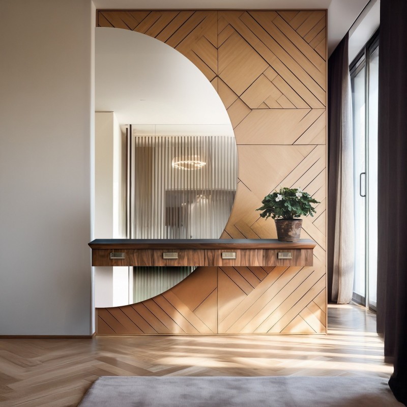 Miroir semi-circulaire en deux parties - DOPPIO