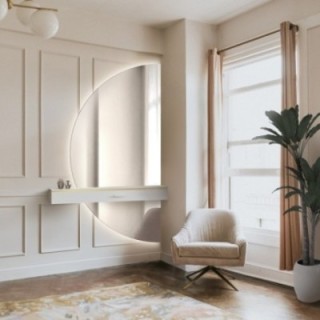 Miroir semi-circulaire en deux parties avec éclairage - DOPPIO LED