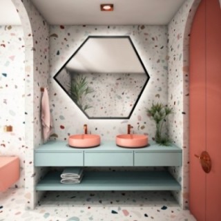 Miroir de forme géométrique dans un cadre avec éclairage - GEOME IN LED FRAME