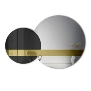 Jeu de miroirs décoratifs panneau or et laqué noir - GOLD MOON