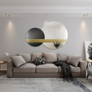 Jeu de miroirs décoratifs panneau or et laqué noir - GOLD MOON