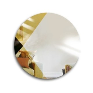 Panneau décoratif rond en miroir coloré - noir et or - HENRY