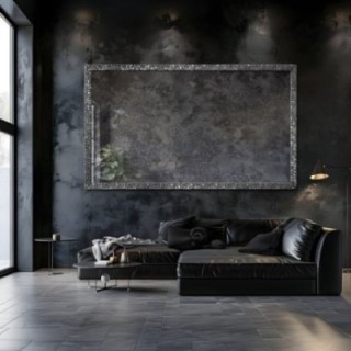 Miroir mural de luxe avec cadre graphite et panneau vieilli - JAN SILVER