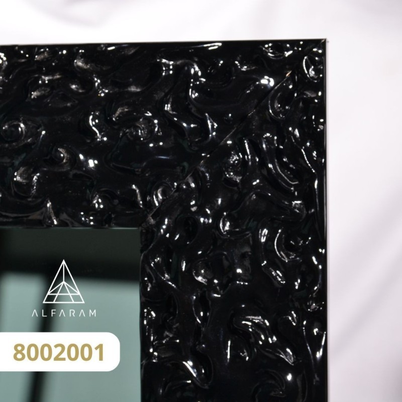 Miroir glamour dans un cadre noir luxueux à finition haute brillance - 8002001