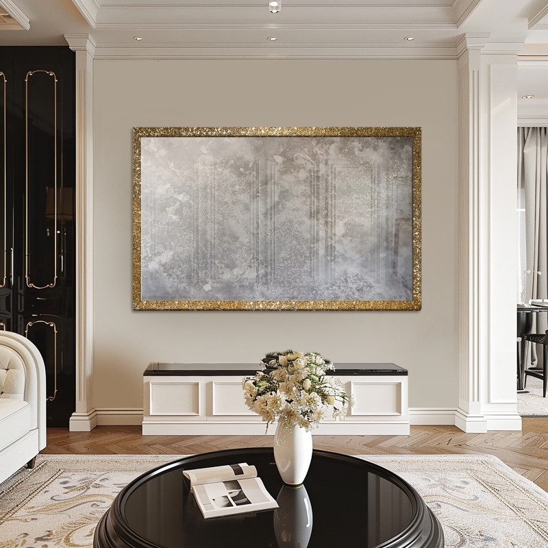 Miroir mural de luxe avec cadre doré et panneau vieilli – 8002002 –  JULIA SILVER