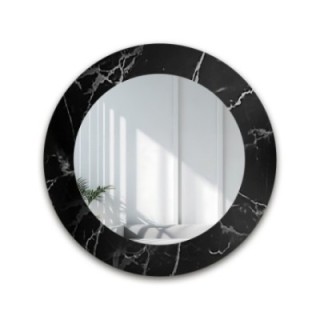 Miroir rond sur marbre noir et argenté – MARBLE MURASO