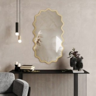 Miroir ovale dans un cadre MDF ondulé – AQUARELLE ELORA