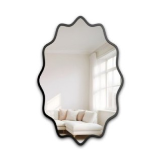 Miroir elliptique dans un cadre MDF ondulé – AQUARELLE ELVA