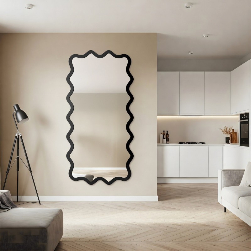 Miroir rectangulaire dans un cadre MDF ondulé – AQUARELLE MARELLA