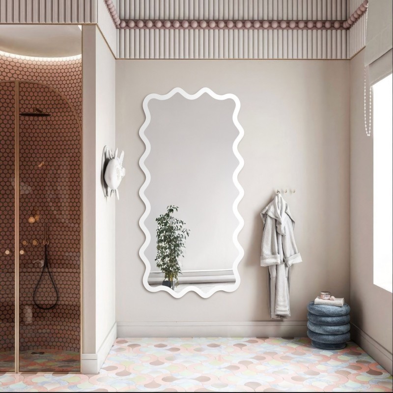 Miroir rectangulaire dans un cadre MDF ondulé – AQUARELLE MARELLA