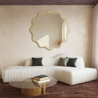 Miroir rond dans un cadre MDF ondulé – AQUARELLE NAYA