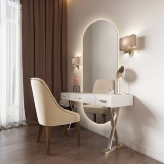 Miroir de salle de bains ovale en deux parties avec éclairage - NIKO LED