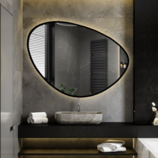 Miroir de forme irrégulière dans un cadre avec éclairage - OBSYDIAN IN LED FRAME
