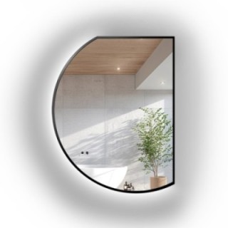 Miroir de forme irrégulière avec cadre en mdf noir mat et éclairage - ODETTA LED