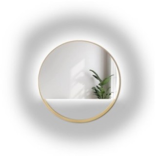 Miroir rond en MDF doré cadre SLIM avec espace libre - OLENA LED