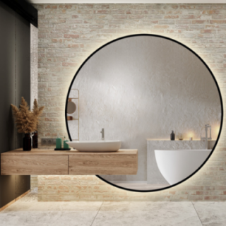 Miroir led rond sur mesure avec découpe pour armoire dans un cadre en mdf - ORFEUSZ LED