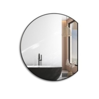 Miroir rond avec cadre en mdf noir mat - OTTO avec côté chanfreiné
