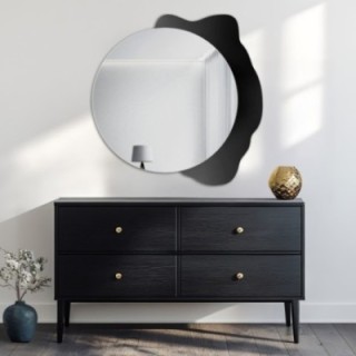 Miroir rond décoratif sur fond noir - PLAMKO