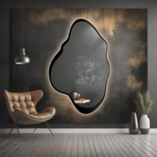 Miroir de forme irrégulière dans un cadre en mdf avec éclairage - POCO IN LED FRAME