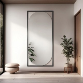 Miroir ovale moderne avec cadre en bois - RENA