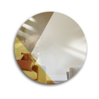 Miroir décoratif rond panneau coloré or et bronze - RONI