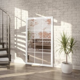 Miroir style loft blanc avec croisillons - - TELIMENA - Couleur du cadre au choix