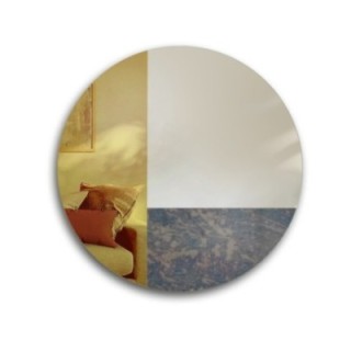 Miroir rond décoratif panneau coloré - brun et vieilli - TOMI
