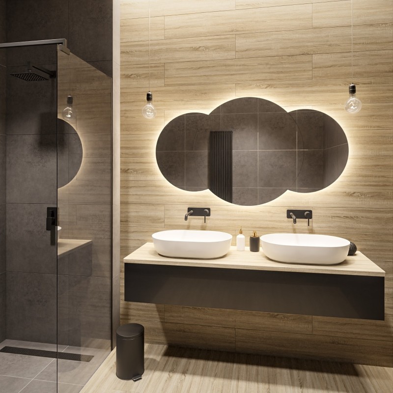 Set de miroirs de salle de bain avec éclairage - UNIVERSE DOUBLE LED