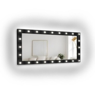 Miroir cosmétique rectangulaire avec ampoules intégrées, dans un cadre en MDF  - VEGAS