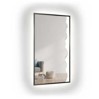 Miroir décoratif dans un cadre MDF noir avec éclairage - WIENA IN LED FRAME