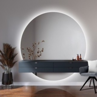 Miroir de salle de bains rond en deux parties avec éclairage WIRO LED