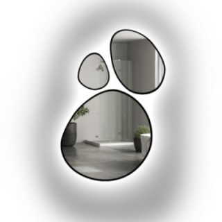 Set de trois miroirs organiques dans un cadre avec illumination - OPALIT IN LED FRAME