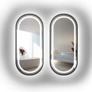 Jeu de miroirs ovales dans un cadre en mdf avec éclairage - OSKAR SET IN LED FRAME III