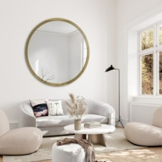 Miroir rond avec cadre en or brillant - BELLA