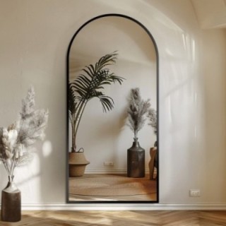 Miroir semi-ovale avec cadre en mdf noir mat - BERDO - couleur du cadre au choix