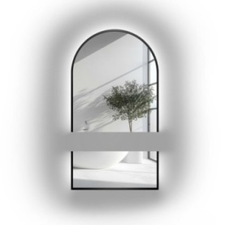 Miroir semi-ovale pour coiffeuse en mdf noir cadre en deux parties -BERDO LED - couleur du cadre au choix