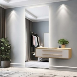 Grand miroir rectangulaire pour salle de bains avec découpe de meuble avec éclairage - AGIS LED