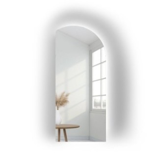 Miroir de salle de bain semi-ovale avec face coupée et éclairage - FRANK LED avec côté chanfreiné