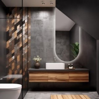 Miroir semi-ovale avec attique biseauté avec éclairage - FRANK LED