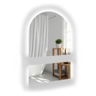 Miroir semi-ovale de salle de bain en deux parties avec éclairage - FRANK LED