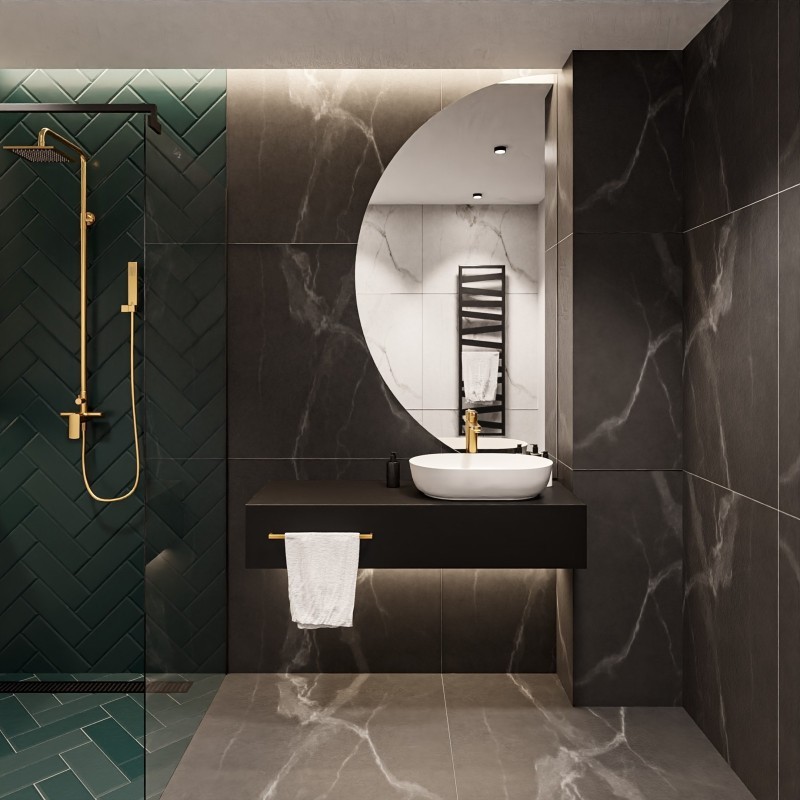 Miroir de salle de bain demi-roue - HELENA