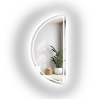 Miroir de salle de bain semi-circulaire sablé avec éclairage - HELENA LED I