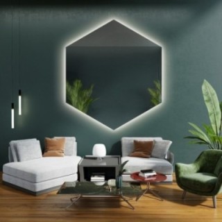 Miroir de forme géométrique avec éclairage - HEXA LED