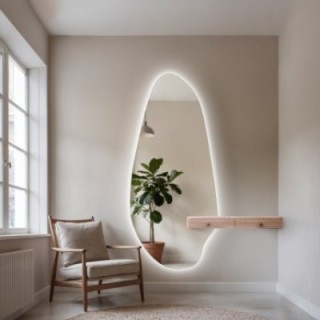 Miroir de forme irrégulière avec découpe d'armoire et éclairage - JASPIS LED