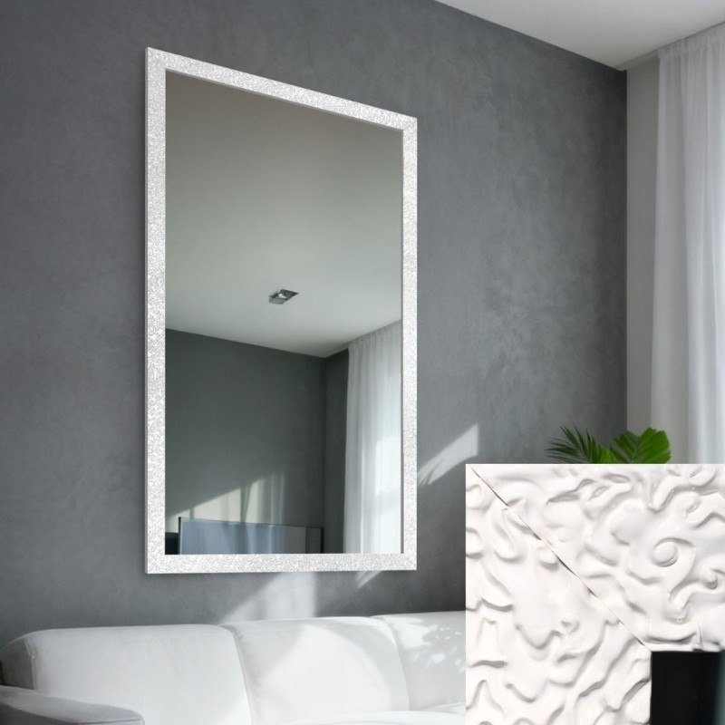 Miroir glamour dans un cadre luxueux blanc à finition haute brillance - 8002004
