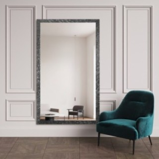 Miroir glamour dans un cadre luxueux gris graphite à finition haute brillance - 8002005