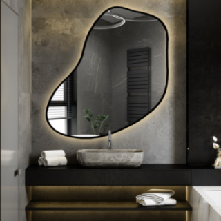 Miroir de forme organique dans un cadre avec éclairage - KWARC IN LED FRAME