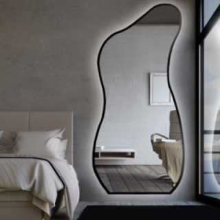 Miroir de forme organique dans un cadre avec éclairage - ANGELIT IN LED FRAME