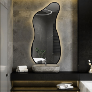 Miroir de forme organique dans un cadre avec éclairage - ANGELIT IN LED FRAME