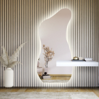 Miroir de forme irrégulière avec découpe d'armoire et éclairage - ANGELIT LED